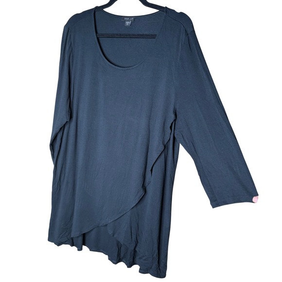 J. Jill Tops - J. Jill Wearever Black Tunic Top‎ XL Petite 3/4 Sleeve Scoop Neck Stretch